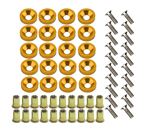 20-Piece Engine Dress up Kit: Aluminum Washers, Bolts & Rivet Nuts (Gold) - color: Gold