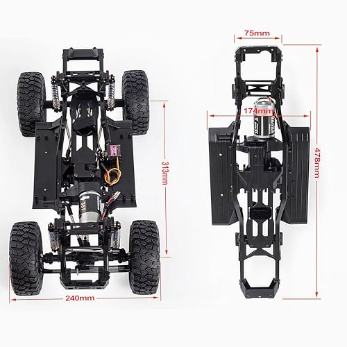 1/10 RC Crawler 313mm Chassis Kit with 2-Speed Gearbox, Nylon Frame, 35T 550 Motor & Axles, Compatible with SCX10, TRX4, and D90 – DIY Assembly Kit