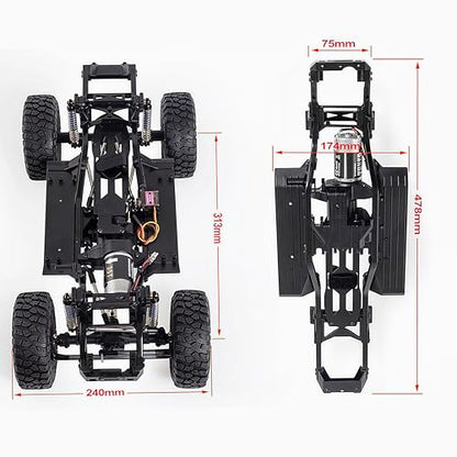 1/10 RC Crawler 313mm Chassis Kit with 2-Speed Gearbox, Nylon Frame, 35T 550 Motor & Axles, Compatible with SCX10, TRX4, and D90 – DIY Assembly Kit