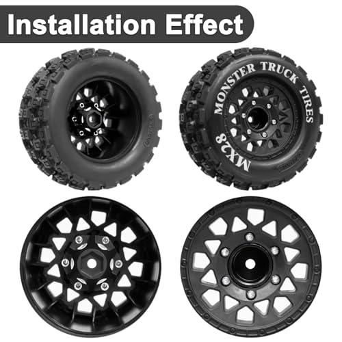 Hex Adapters for 1/10 Pro-Line Racing 6x30 to 12mm PRO633701 PL28 MX28 | 17.5mm Thickness, Aluminum Wheel Hex Hub Adapter Upgrade Parts, Black - color: Black 12mm