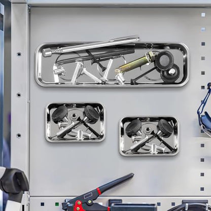 3 Pcs Magnetic Parts Tray, Magnetic Tool Tray, Stainless Steel Magnetic Tray Holder for Screws, Parts, and Drill Bits, Magnetic Base