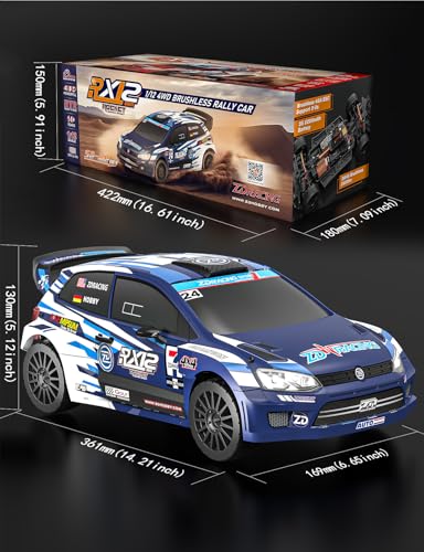 ZD Racing 1/12 Fast RC Cars for Adults, Max 50 MPH Brushless RC Drift Car with Gyro, 4WD RTR High Speed RC Rally Cars, with 3S 2200 mAh Drifting RC Remote Control Car for Adult Blue