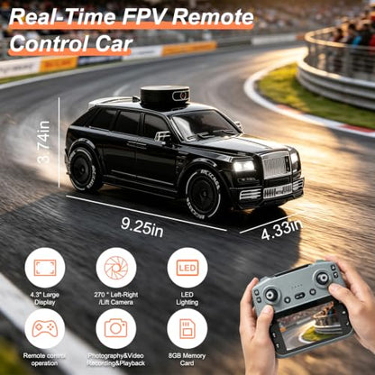 4.3" HD Screen FPV RC Car with Camera with 270° Rotatable Camera Up & Down | 1:20 Drift & Racing RC Cars 4 Wheel with 1080P, Dual Tires, Real Time Video Photos with 8GB TF Card, Gift for Kids Adults
