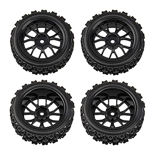 OD 2.83'' 12mm Hex Hub Wheel Rims & Rubber Tires Compatible with Kyosho HSP Tamiya HPI 1/10 1/12 On-Road Touring Car,WLtoys 1/14 144001 Traxxas 1/16 Slash 1/18 A959B RC Buggy,Black