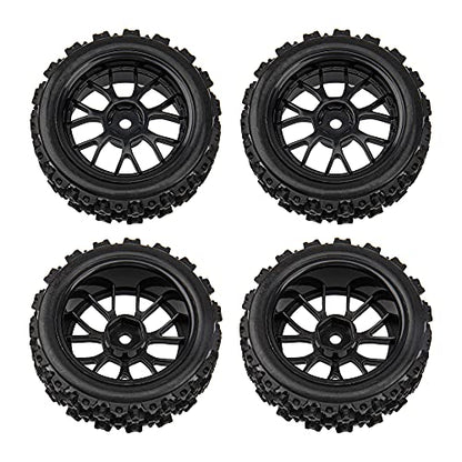 OD 2.83'' 12mm Hex Hub Wheel Rims & Rubber Tires Compatible with Kyosho HSP Tamiya HPI 1/10 1/12 On-Road Touring Car,WLtoys 1/14 144001 Traxxas 1/16 Slash 1/18 A959B RC Buggy,Black