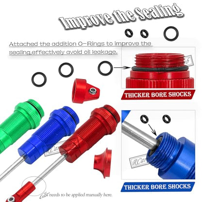 Front Rear RC Shock Upgrades Part for 1/8 Sledge 4WD #95076-4, 4PCS Full Aluminum Big Bore RC Shocks Hops Up for Sledge Monster Truck,Red - color: Red