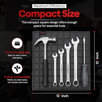 Magnetic Tool Mat, Double-Sided Magnetic Tool Holder Pad for Mechanics, Portable Magnetic Mat for Tools, Bolts, Nuts, Screws, Sockets & Wrenches12 x12 - size: 12x12