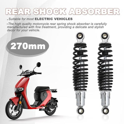 Minho Dual Rear Shock Absorbers with Adjustable Spring Preload in Heavy Iron Material Compatible with Chinese GY6 4-Stroke Engine Taotao ATV Go Kart,Black Color,270MM Length - size: 270mm