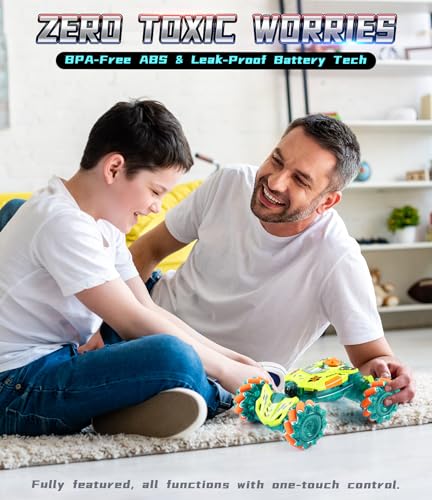 A ALPHA 2-Pack RC Car Bundle: Gesture Remote Control Stunt Car & Double-Sided 4WD Wall Climbing Truck, Both with 360°Flips, 2.4GHz, Lights & Music Remote Control Toys, Gifts for Boys 5-12 Years Old