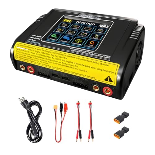 Dual Channel RC Lipo Battery Charger with Touchscreen LCD – 200W AC/400W DC, 12A×2 Fast Charging, Smart Balance Charger for LiPo/LiHV/Life/Pb/NiCd/NiMH/Smart Batteries (1S-6S)