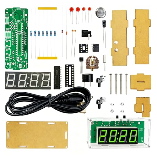 DIY Digital Kit, Soldering Practice Electronics Alarm Clock Soldering Project, Transparent Case, with PCB, Digital Display, with Adjustable Brightness for Beginners & STEM Learning - color: Diy Digital Kit