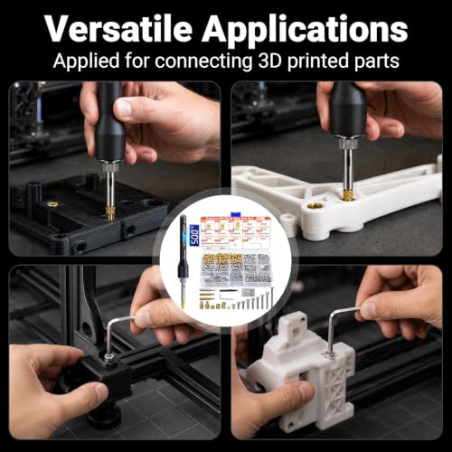 Preciva Heat Set Insert Tool, M6 Threaded Inserts Screw Kit for 3D Printing | Complete Set of Inserts, Soldering Irons & Tips, for 3D Printing, Plastic, DIY, for Surface Finishing & Modification, 186Pcs - size: M6