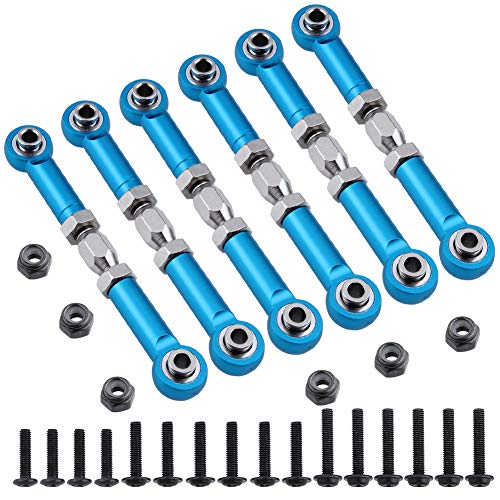 Hobbypark 6pcs 166617 Aluminum Turnbuckle w/machined Rod Ends Steering Linkage 166017 Blue for 1/10 Redcat Volcano EPX/Pro Upgrade Parts Monster Truck HSP Brontosaurus 94111