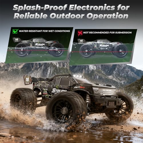 HAIBOXING 18872 1:18 RC Car, Remote Control Truck 4WD Off-Road Dune Buggy | 2.4GHz RC Truck 36km/h Speed Splash Waterproof Electronics 4X4 Truck, Dual Li-Po Batteries Hobby Gifts Toys for Kids, Adults - color: Grey
