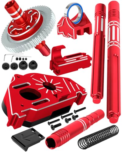 RC Center Driveshafts &Support &Transmission Gearbox &0.8 Mod 58T Slipper Clutch w/Shaft &20T 21T Pinions Upgrades Part for 1/10 Big Rock Granite Senton 3S,1/8 Typhon 3S,Red - color: Red(1 Set)