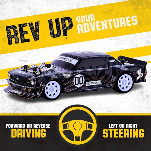Flybar Hoonigan, Mustang Remote Control Car for Kids – RC Car, RC Cars, Race Car, 3.7V, 2.4 GHz, Detailed Replica Design, USB Rechargeable Battery Included, 1:8 Scale, 150 ft Range, 7 Mph - size: 1:8, style: Hoonigan