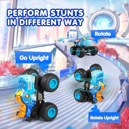 DYODYORC Remote Control Car, 2.4Ghz All Terrain Monster Truck, RC Truck with Music, 3 Lighting Effects, 360 Stunt Capable, 2 Batteries Ready to Run, Toy Gifts for Boys and Girls (Blue) - color: Blue Pony