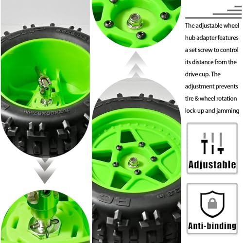 Aluminum 12mm Hex Wheel Hub 4Pcs w/Axle Pin M4 Flange Lock Nut Standard M3 M4 Nut 6mm Thickness Wheel Drive Adapter for 1/10 Traxxas HSP Redcat Rc4wd Tamiya Axial SCX10 WLtoy RC Car(25Pcs) - color: Silver, size: 6.0