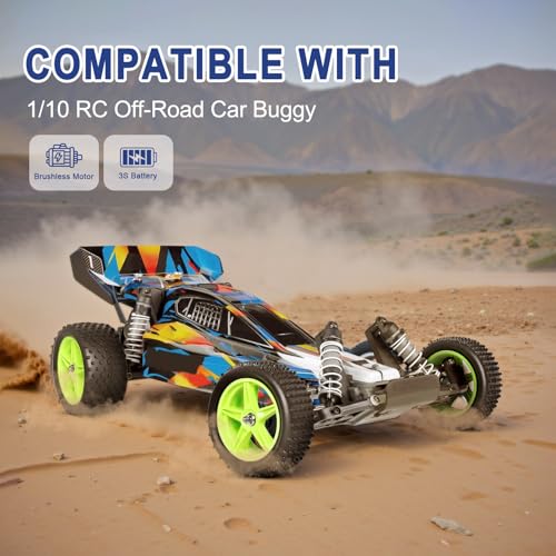 Preglued 1/10 Buggy Wheels and Tires Set 12mm Hex 3.35" / 85mm, Foam Inserts Replacement for RC Off-Road Car, Compatible with Traxxas, Arrma, Redcat, HSP, Losi, WLtoys 144001 4pcs (Color 03) - color: Color 03