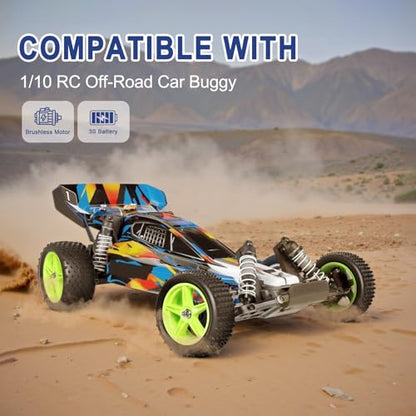 Preglued 1/10 Buggy Wheels and Tires Set 12mm Hex 3.35" / 85mm, Foam Inserts Replacement for RC Off-Road Car, Compatible with Traxxas, Arrma, Redcat, HSP, Losi, WLtoys 144001 4pcs (Color 03) - color: Color 03