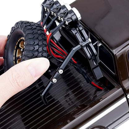 High-Precision CNC Aluminum Bed Rack & Spare Tire Carrier with Roof LED Lights (4) for 1/18 TRX4M F-150 High Trail Crawler Truck,Black(2.0 Upgrade Version) - color: Black