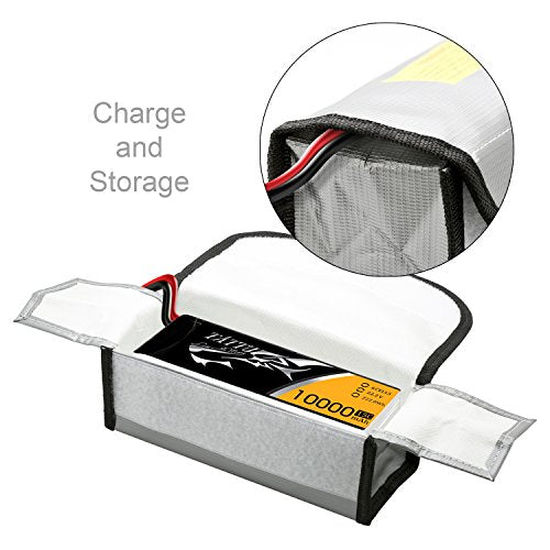 LiPo Fireproof Explosionproof Safety Bag |ExpertPower|for Lithium Battery & DJI Mavic & DJI Phantom 3 Battery|Guard Charging and Storage Safe Bag (7.3 x 3.0 x 2.5 Inches)