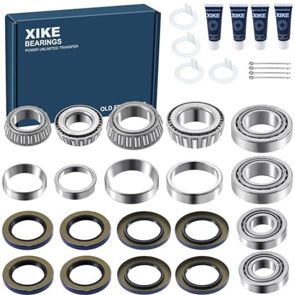 XiKe 25580/25520 & 14125A/14276 Trailer Bearings Wheel Hub Kit, 4 Sets | Fits 6,000-7,000 lb Axles, Includes 21333TB/10-10 Seal, 22333TB/10-36 Seal and Cotter Pin - size: 25580/20 ＆ 14125A/76 + Seal ID 2.125'' ＆ 2.250'', style: Pack 4 Set