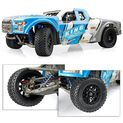 Aimrock 1/10 Glued 12mm Hex Short Course SC Trucks Wheels and Tires Combo, OD 4.3'' for Slash 2WD 4WD Blackout Losi Tenacity Off-Road Car, Set of 4