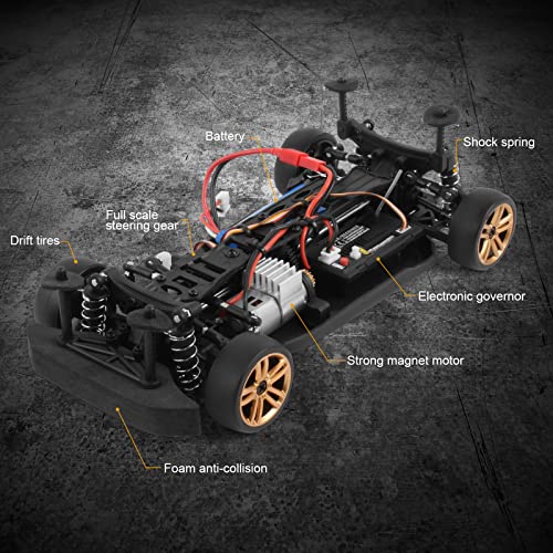 GoolRC RC Drift Car, 1:18 Scale 2.4GHz 4WD 30KM/H High Speed Remote Control Racing Car with LED Light Strip and 2 Batteries for Adults - size: 2 Batteries