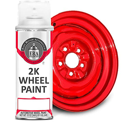 ERA Paints Red Wheel Paint With Omni-Curing Catalyst Technology - 2K Aerosol Glossy Finish With High Temp Resistance And Extreme Durability Against Color Fade And Chemicals Like Brake Fluid - color: Red 2K Spray Paint Only