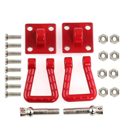 2 Sets Metal Climbing RC Trailer Tow Hook Decorations Accessories for 1/10 Crawler Car Axial SCX10 D90 D110 TRX4 TRX6 Redcat Upgrades Parts(Red) - size: CC01abR