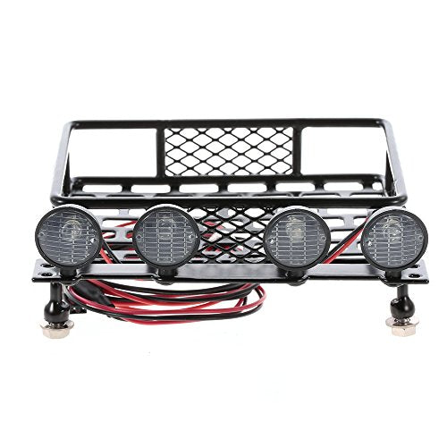 mewmewcat Roof Rack Luggage Carrier with Light Bar for 1/10 RC Crawler Axial SCX10 D90 110 TRAX4 HSP RC Car Parts