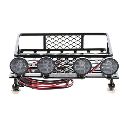 mewmewcat Roof Rack Luggage Carrier with Light Bar for 1/10 RC Crawler Axial SCX10 D90 110 TRAX4 HSP RC Car Parts
