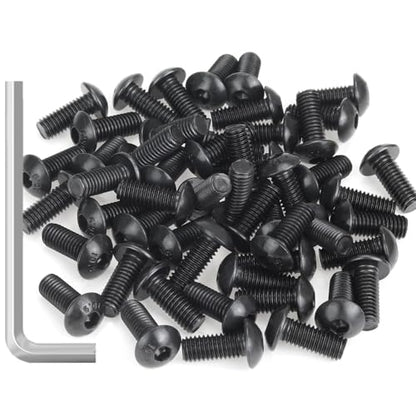 55 Pieces M5 x 12mm Button Head Socket Cap Screws, Thread Pitch 0.8mm, Sutemribor M5 Black Screws, 10.9 Grade Alloy Steel, Black Oxide Finish, Fully Threaded - size: M5 x 12mm, style: Button Head