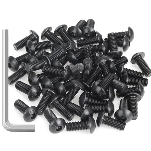 55 Pieces M5 x 12mm Button Head Socket Cap Screws, Thread Pitch 0.8mm, Sutemribor M5 Black Screws, 10.9 Grade Alloy Steel, Black Oxide Finish, Fully Threaded - size: M5 x 12mm, style: Button Head