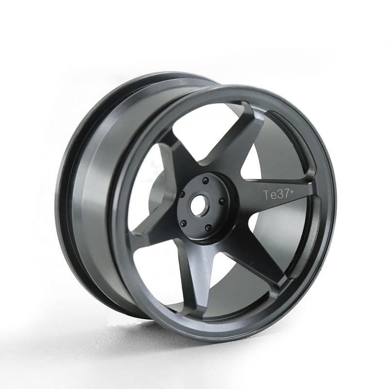 REDSPIDER • 1/10 RC Drift Wheels Rims 12mm Hex Alloy Aluminum for 1:10 Scale Rally Racing Car Tires Tamiya TT01 TT02 XV01 TA06 A959 PTG2 HPI KYOSHO HSP PTG2 Touring Street Tyres 4PCS (Titanium) - color: Titanium