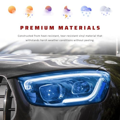 Car Light Tint Film, 12" × 48" Waterproof Headlight Vinyl Wrap Film Includes Squeegee & Cutter, Self-Adhesive Air-Release Wrap for Fog Lights, Taillights, and Headlights (Dark Blue) - color: Dark Blue