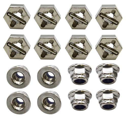 Blomiky 8 Pack 12mm Wheel Hub Hexes and 8 Pack M20101 Wheel Hex Pins and M40 M4 Wheel Locknuts Spare Parts for Some Kind of 1/10 1/12 1/14 1/16 1/18 Scales RC Truck / 9125 Hex Pin Locknuts 2