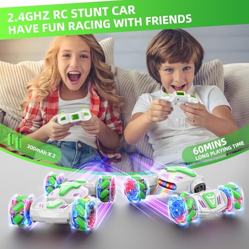 Nicella Gesture Sensing RC Stunt, Remote Control Car 360° Rotating 4WD 2.4Ghz RC Cars Transform Hand Controlled Car Toys with Light & Music, Best Gifts for Boys Age 6-7 8-12 - color: Green