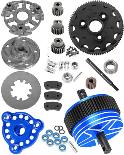 RC Differential Transmission Gear & 90T Spur Gear & Slipper Clutch & Pressure Plate & Slipper Rebuild Kit Upgrades Part for 1/10 Slash/Stampede/Bandit/Rustler 2WD VXL,Navy Blue - color: Navy Blue(1set)