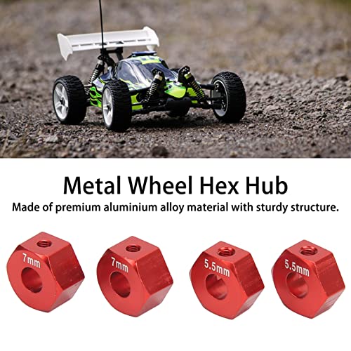 plplaaoo 4Pcs RC Wheel Hub, 14mm RC Wheel Hex, Aluminium Alloy 14mm Diameter 5.5mm 7mm Thickness Accessory Set Kit for Traxxas 1/10 Slash 4x4 Rustler Stampede Slash 2WD (red) - color: Red