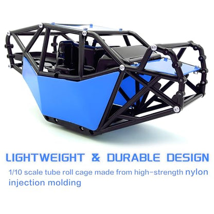 Nylon Rock Buggy Roll Cage Body Shell Chassis Kit for SCX10 ll 90046(Blue) | Roll Cage Rock Buggy Body Shell,1/10 RC Crawler Upgrade Parts,High-strength,Easy Assembled - color: Blue