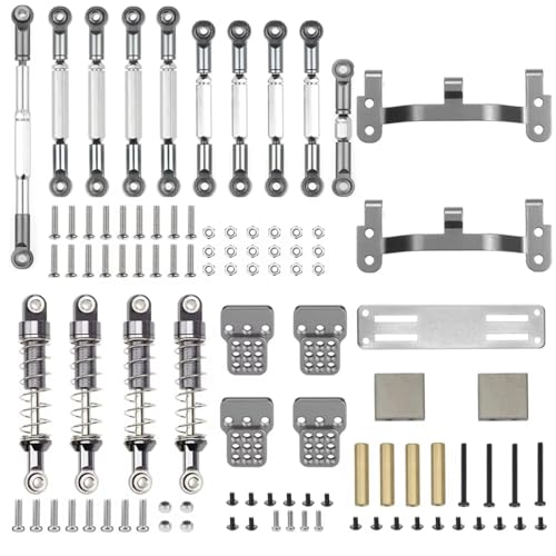 RC Absorbers Models For WPL C14 C24 For MN 99S B90 98 1/16 Metal Shock Absorber Tie Rod Steering Servo Base Remote Control Car Upgrade Parts(Titanium) - color: Titanium