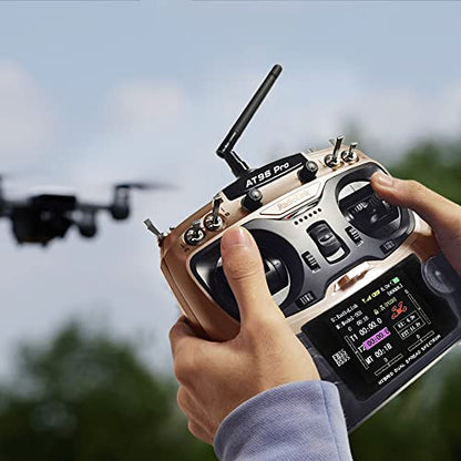 Radiolink AT9S Pro 10/12 Channels RC Transmitter and Receiver R9DS Grey | Long Range RC Remote Radio Controller for RC Airplane, FPV GPS Drone, Car, Boat and More Mode 2 - color: Champagne Gold