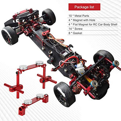 Tbest Magnetic Body Mount Kit, Aluminum Invisible Design for 1/10 Scale RC Racing Car Accessory for Racers and Hobbyists in Competitive Events, Off-Road Tracks, and Quick Body Changes