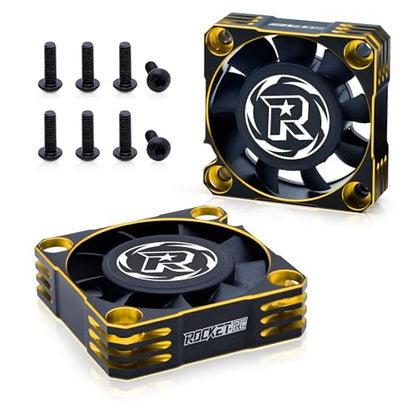 2Pack 40mm Motor Cooling Fan,16000RPM ESC Cooling Fan Fits 56mm 55mm 58mm Diameter Motor for 1/8 1/10 RC Truck Car (Black Gold) - style: 2pack Black Glod