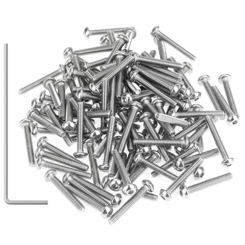 105 Pieces M2.5 x 16mm Button Head Socket Cap Screws, Thread Pitch 0.45mm, Sutemribor M2.5 Screws, 304 Stainless Steel, Fully Threaded, Silver - size: M2.5 x 16mm, style: Button Head