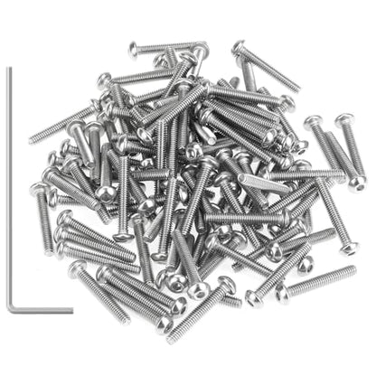 105 Pieces M2.5 x 16mm Button Head Socket Cap Screws, Thread Pitch 0.45mm, Sutemribor M2.5 Screws, 304 Stainless Steel, Fully Threaded, Silver - size: M2.5 x 16mm, style: Button Head