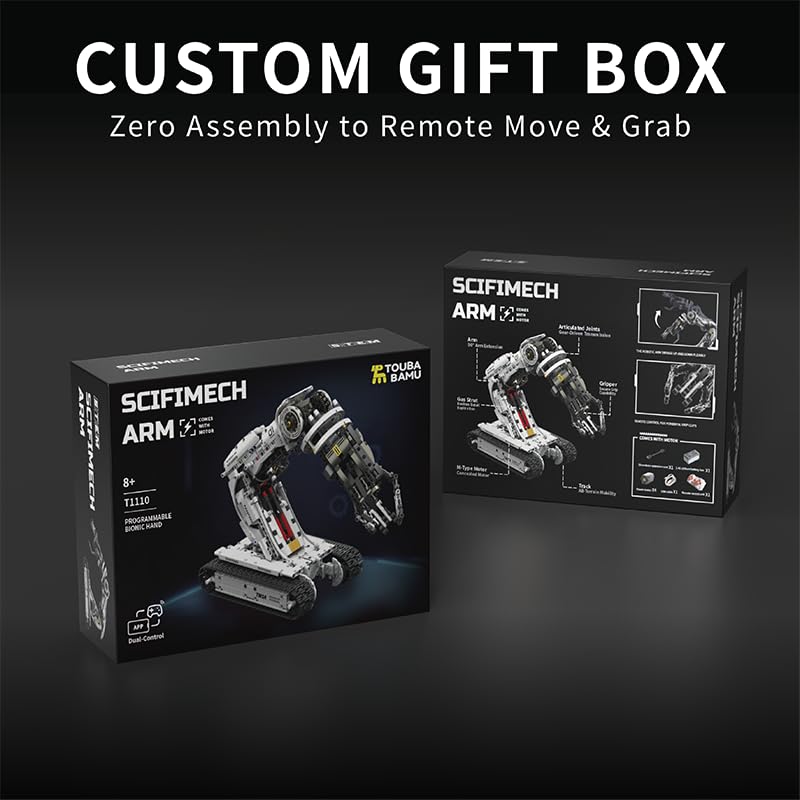 UNCLE BRICK Technical Tracked Robot Arm Building Block Kits,STEM Educational Toys,Upgraded Version Remote & APP Controlled,Set for Boys and Girls 8-14,Technical Robotic Arm Set for Adult(1468Pcs)