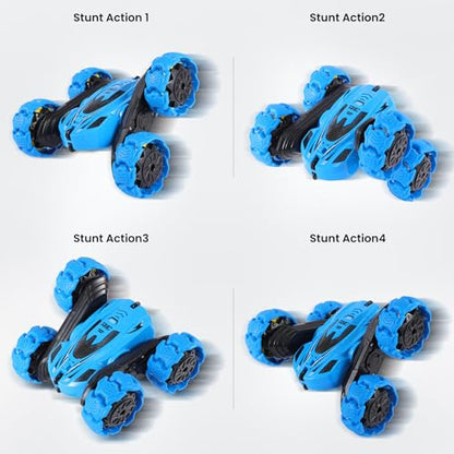 RC Stunt Car, 360° Flips & Double-Sided Remote Control Truck with LED Lights, 2.4GHz High Speed All Terrain Off-Road Toy Car, Gift for Boys Girls Kids Ages 6-12 (Blue) - color: Blue